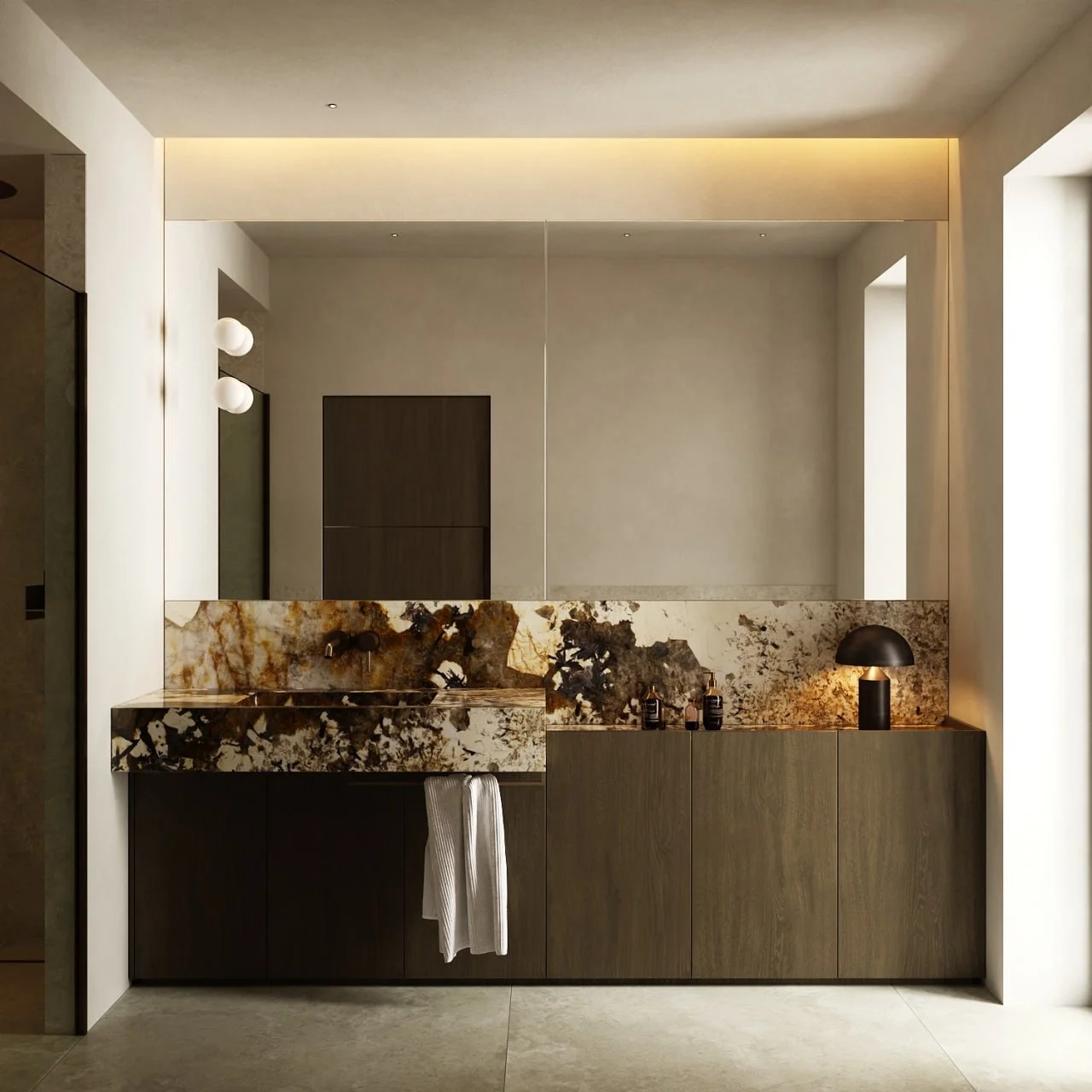 Bagno su misura con top in marmo Patagonia